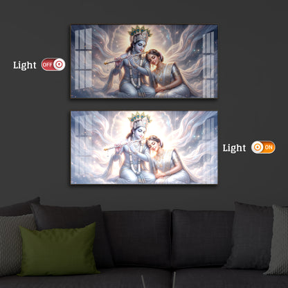 Krishna Radha Modern Luxury Backlight Horizontal Wall Art