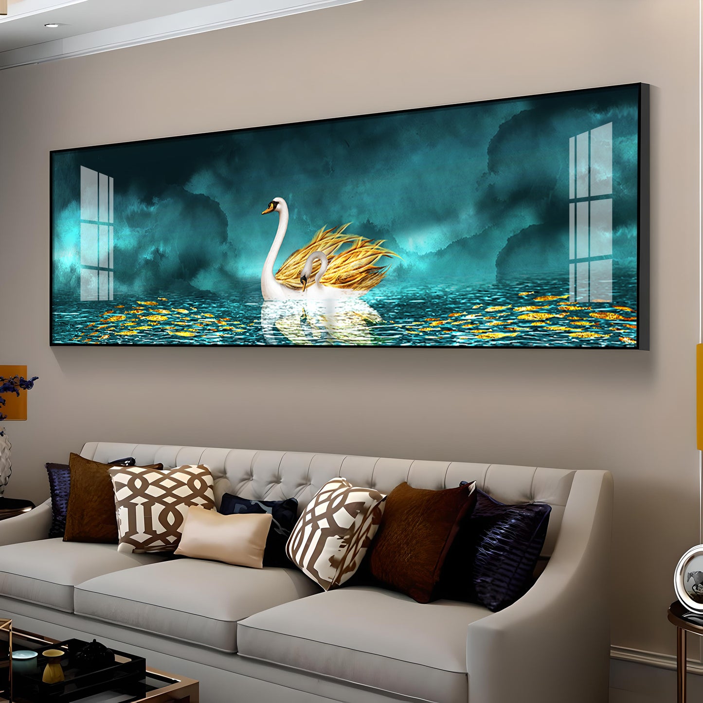 Serene Swan Drift Premium Acrylic Horizontal Wall Art