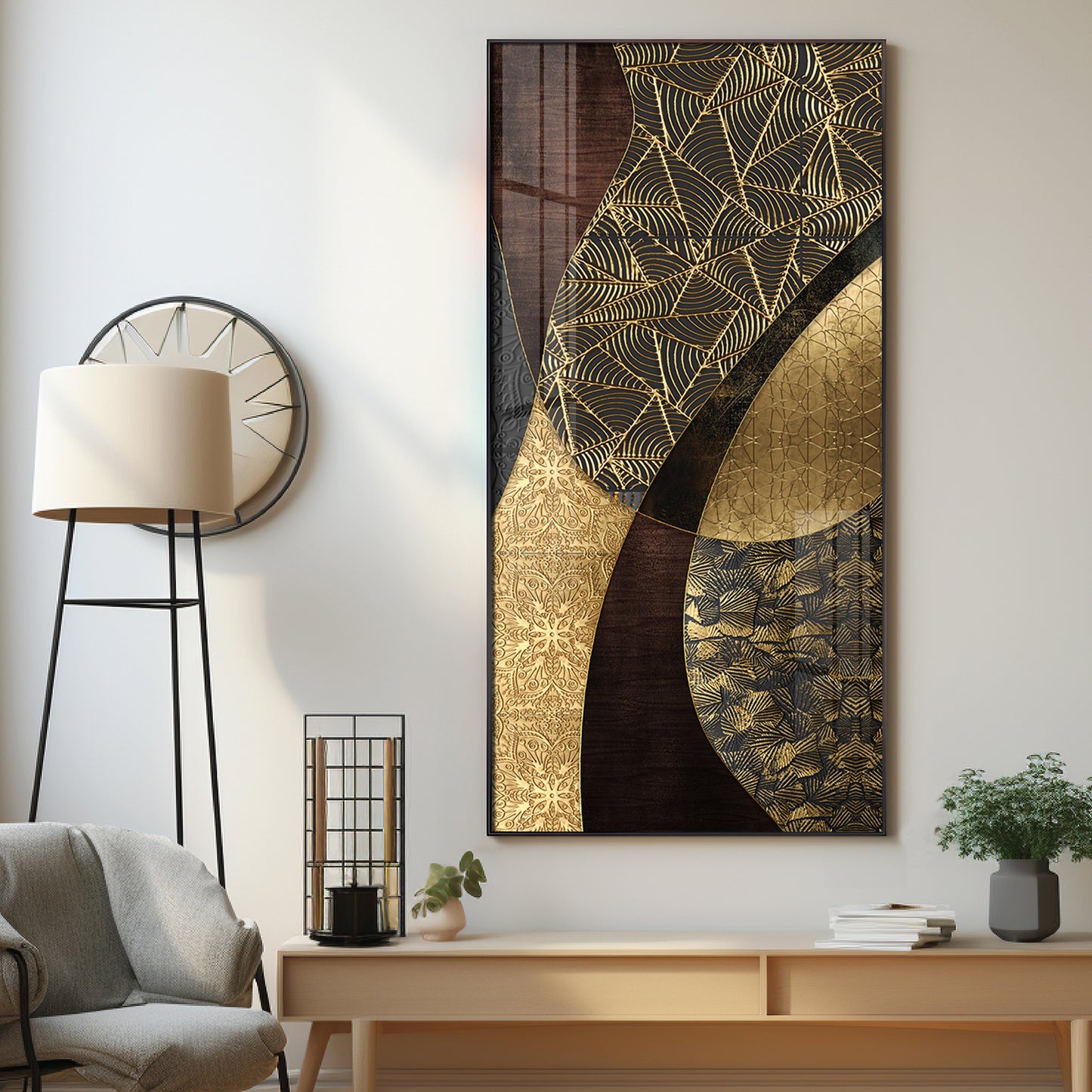 Golden Noir Elegance Premium Acrylic Vertical Wall Art