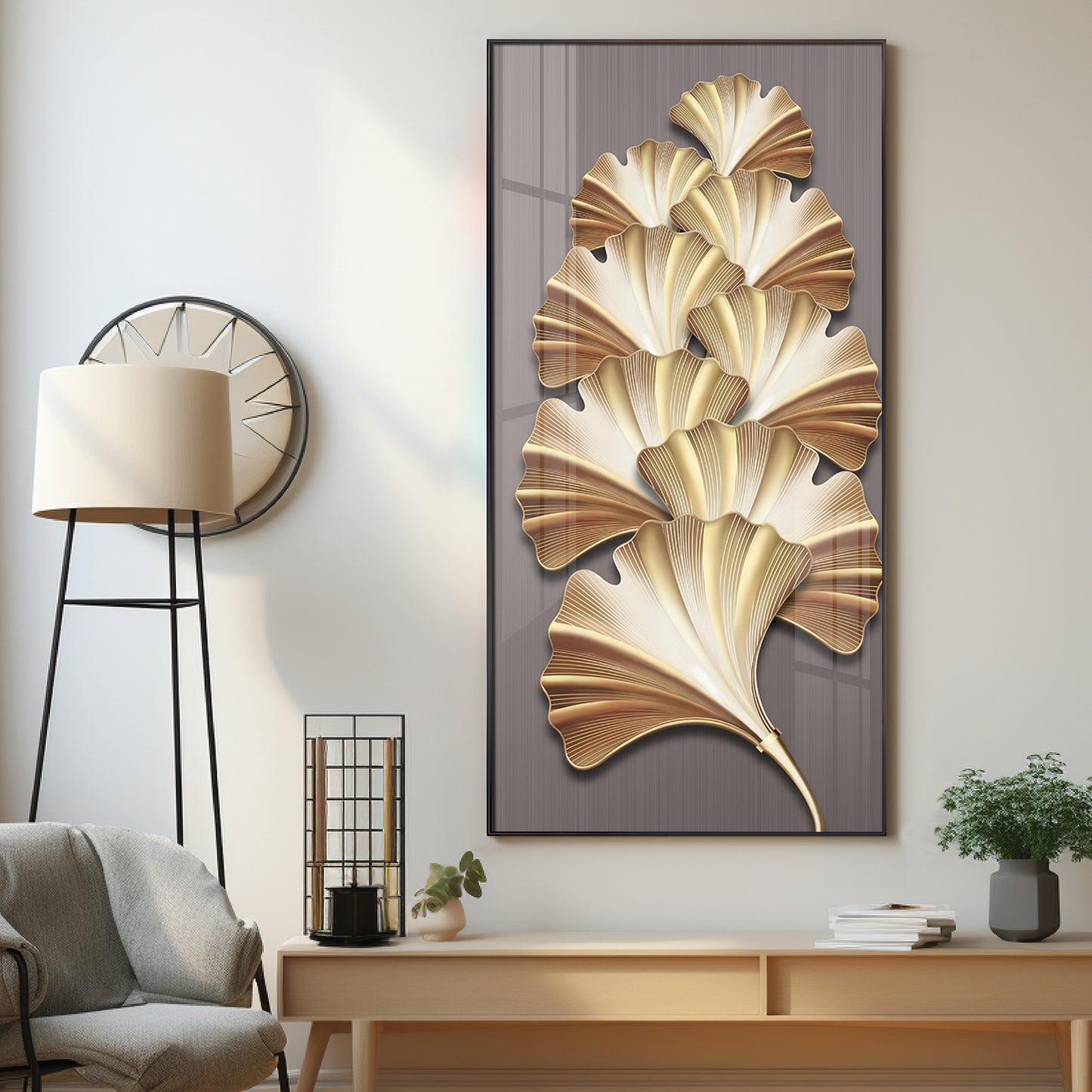 Golden Glow Premium Acrylic Vertical Wall Art