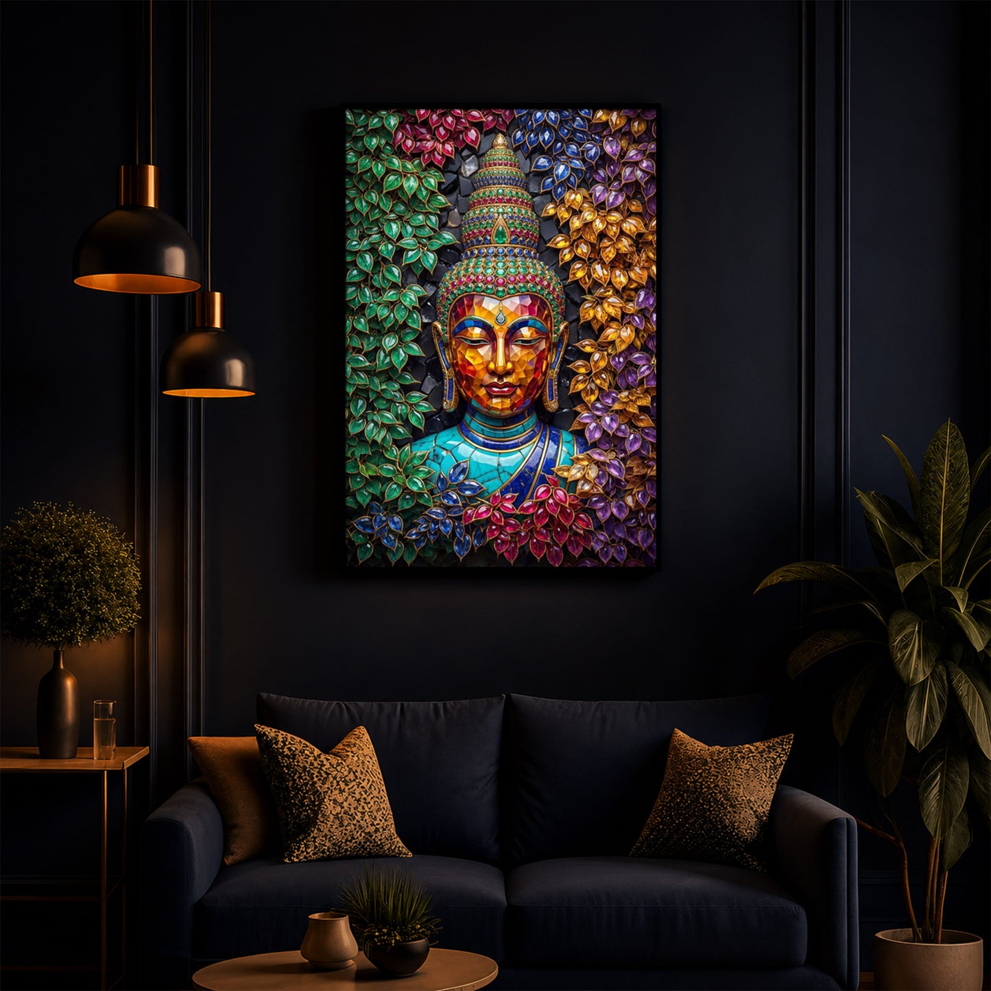 Buddha Colorful Modern Luxury Backlight Vertical Wall Art