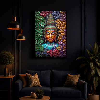 Buddha Colorful Modern Luxury Backlight Vertical Wall Art