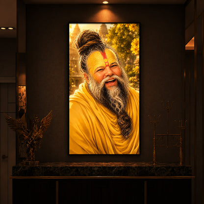 Shri Premanand Ji Maharaj Modern Luxury Backlight Vertical Wall Art