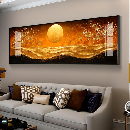 Golden Sun Abstract Dunes Premium Acrylic Horizontal Wall Art