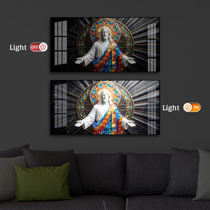 Divine Jesus Modern Luxury Backlight Horizontal Wall Art