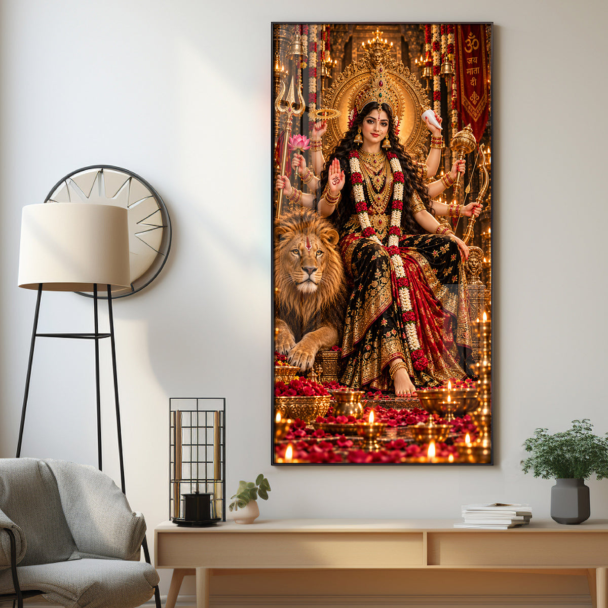 Divine Maa Sherawali Premium Acrylic Vertical Wall Art