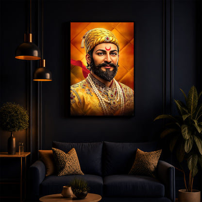 Chhatrapati Shivaji Modern Luxury Backlight Vertical Wall Art