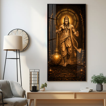 Spiritual God Hanuman Ji Premium Acrylic Vertical Wall Art