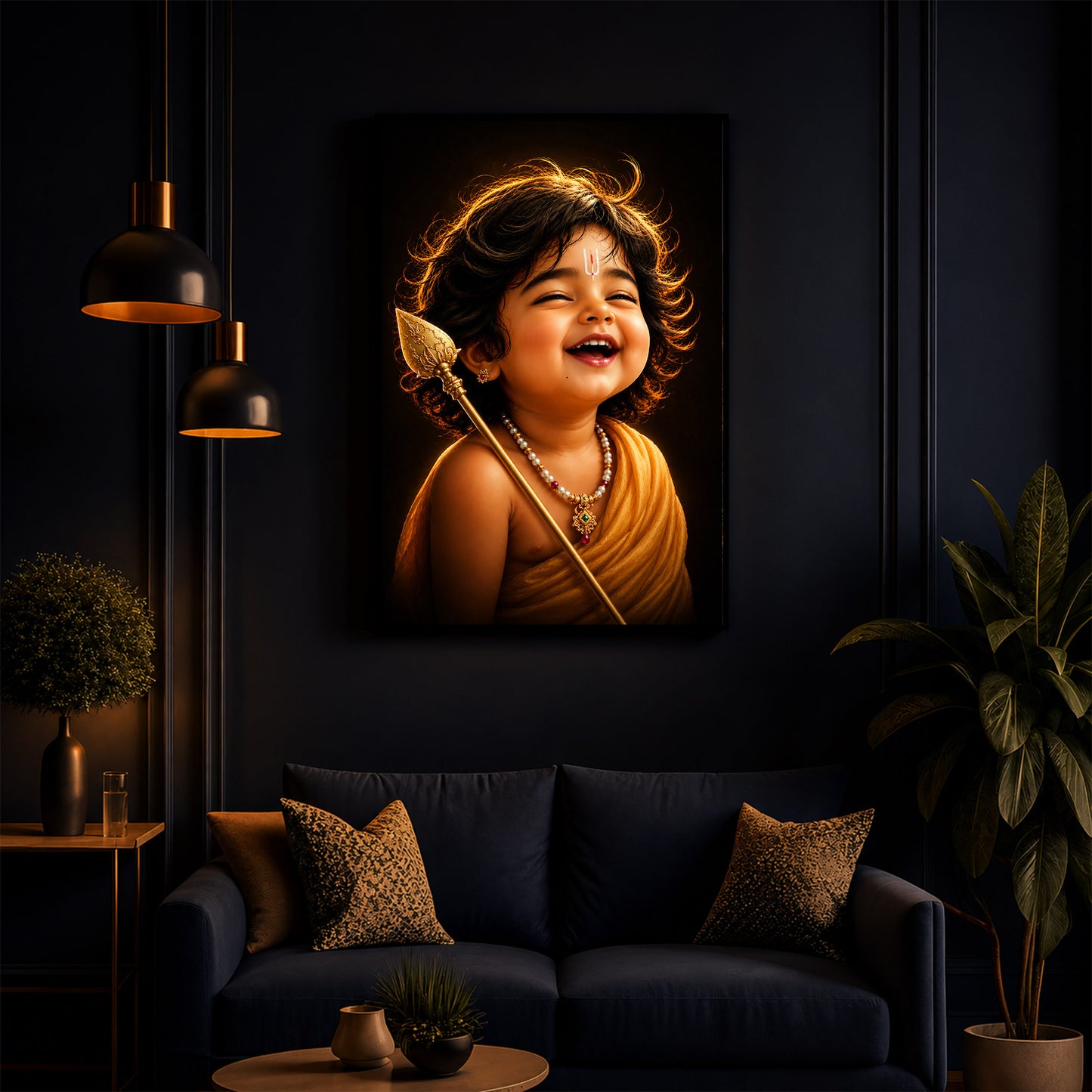 Child Lord Murugan Modern Luxury Backlight Vertical Wall Art