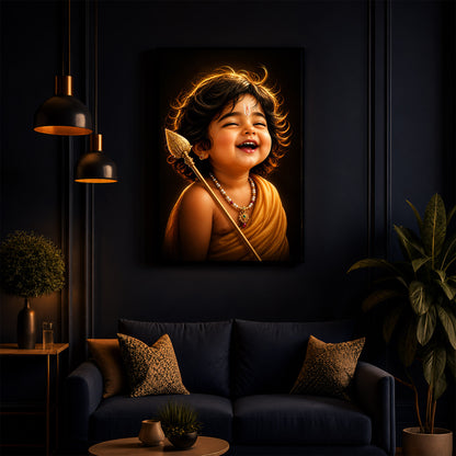 Child Lord Murugan Modern Luxury Backlight Vertical Wall Art