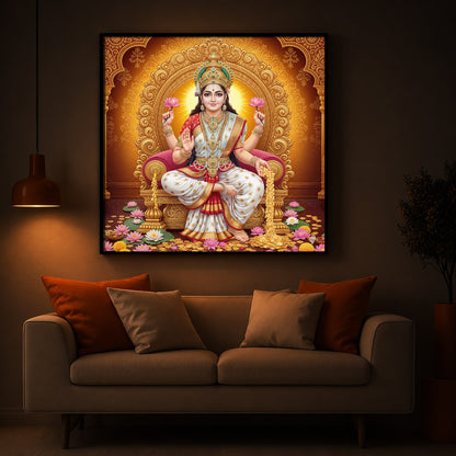 Maa Laxmi Modern Luxury Backlight Square Wall Art