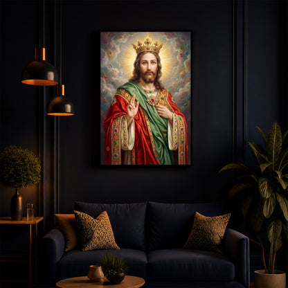 Christ The King Jesus Modern Luxury Backlight Vertical Wall Art