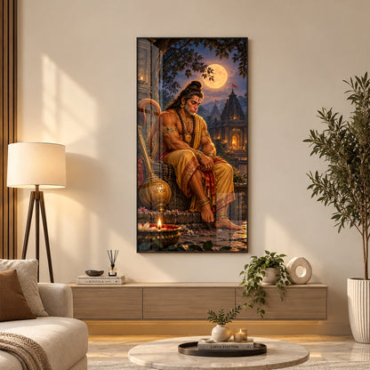 Hanuman Resting on Wall Premium Acrylic Vertical Wall Art