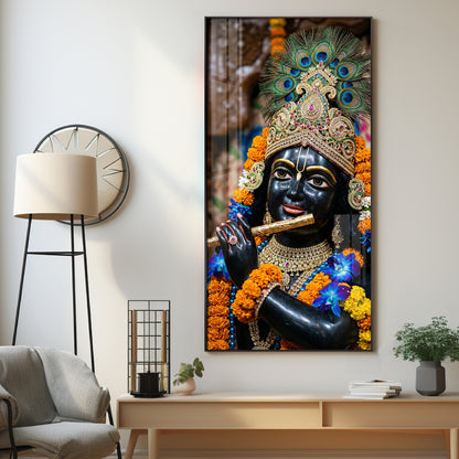 Divine Melody Krishna Premium Acrylic Vertical Wall Art