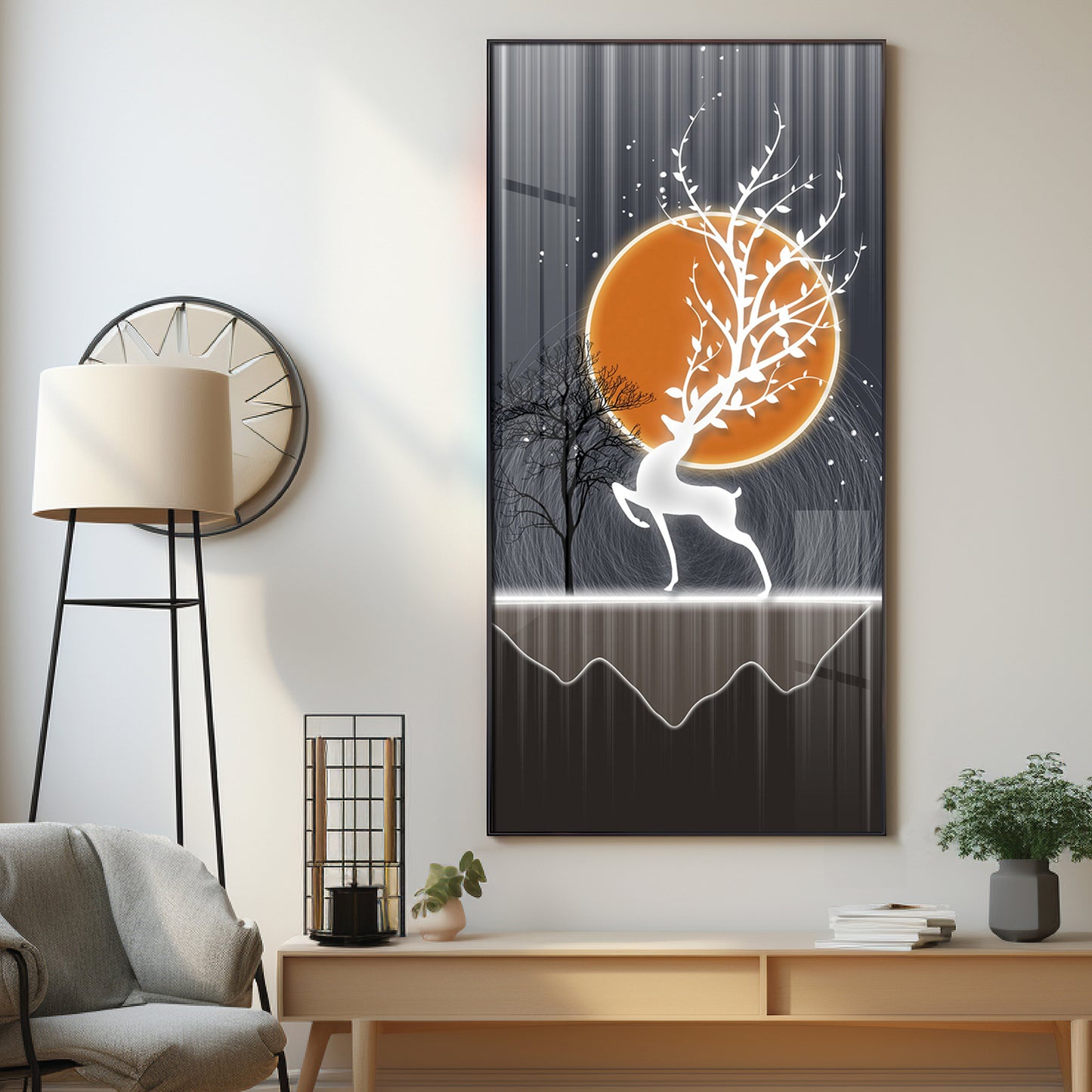 Luminious Deer Premium Acrylic Vertical Wall Art