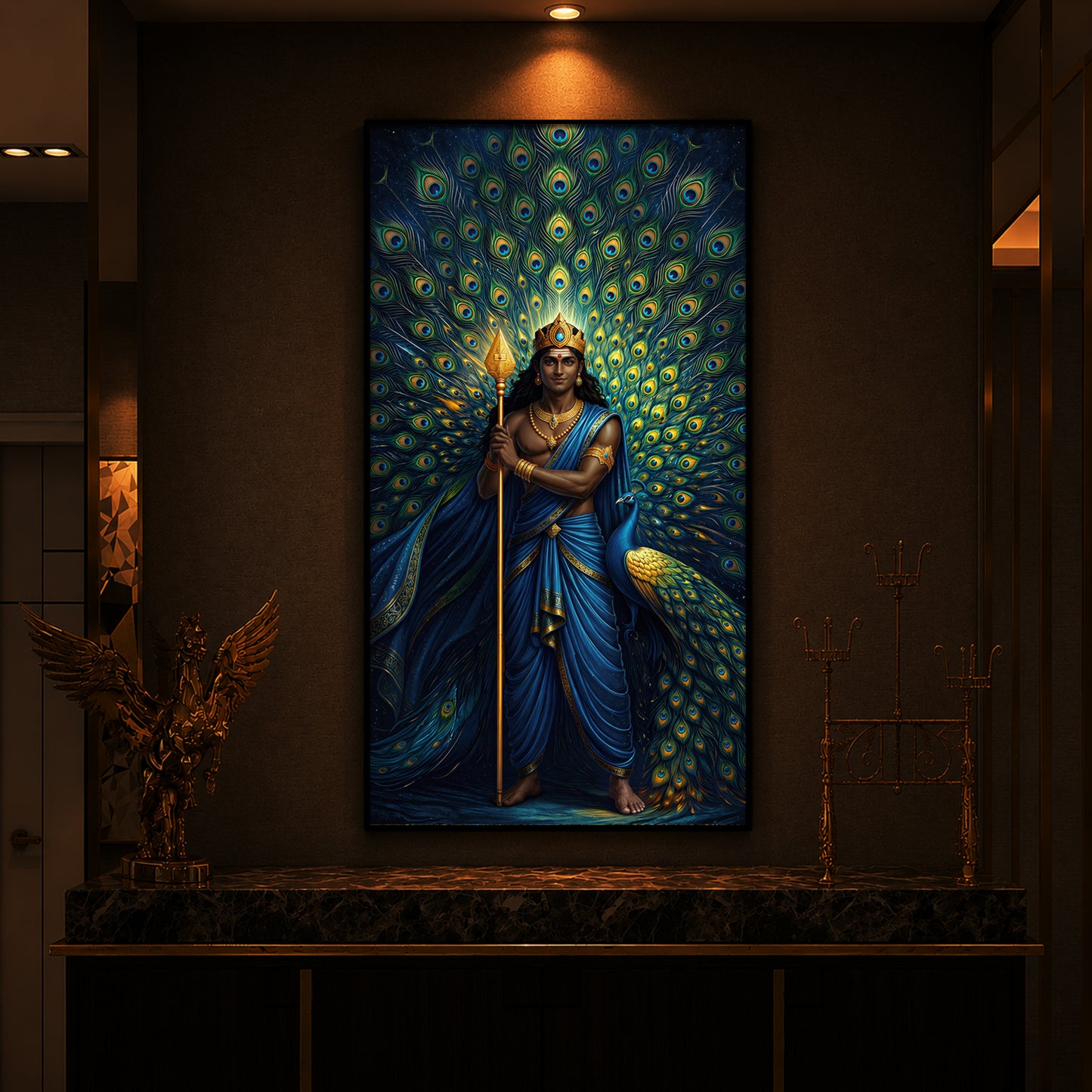 Murugan Bhagwan Ji Modern Luxury Backlight Vertical Wall Art
