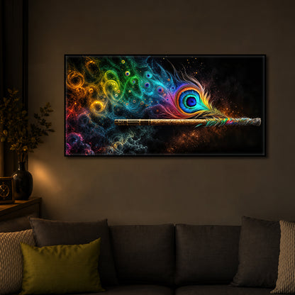 Divine Krishna Coverts Illumination Modern Luxury Backlight Horizontal Wall Art