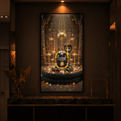 Om Namah Shivayah Modern Luxury Backlight Vertical Wall Art