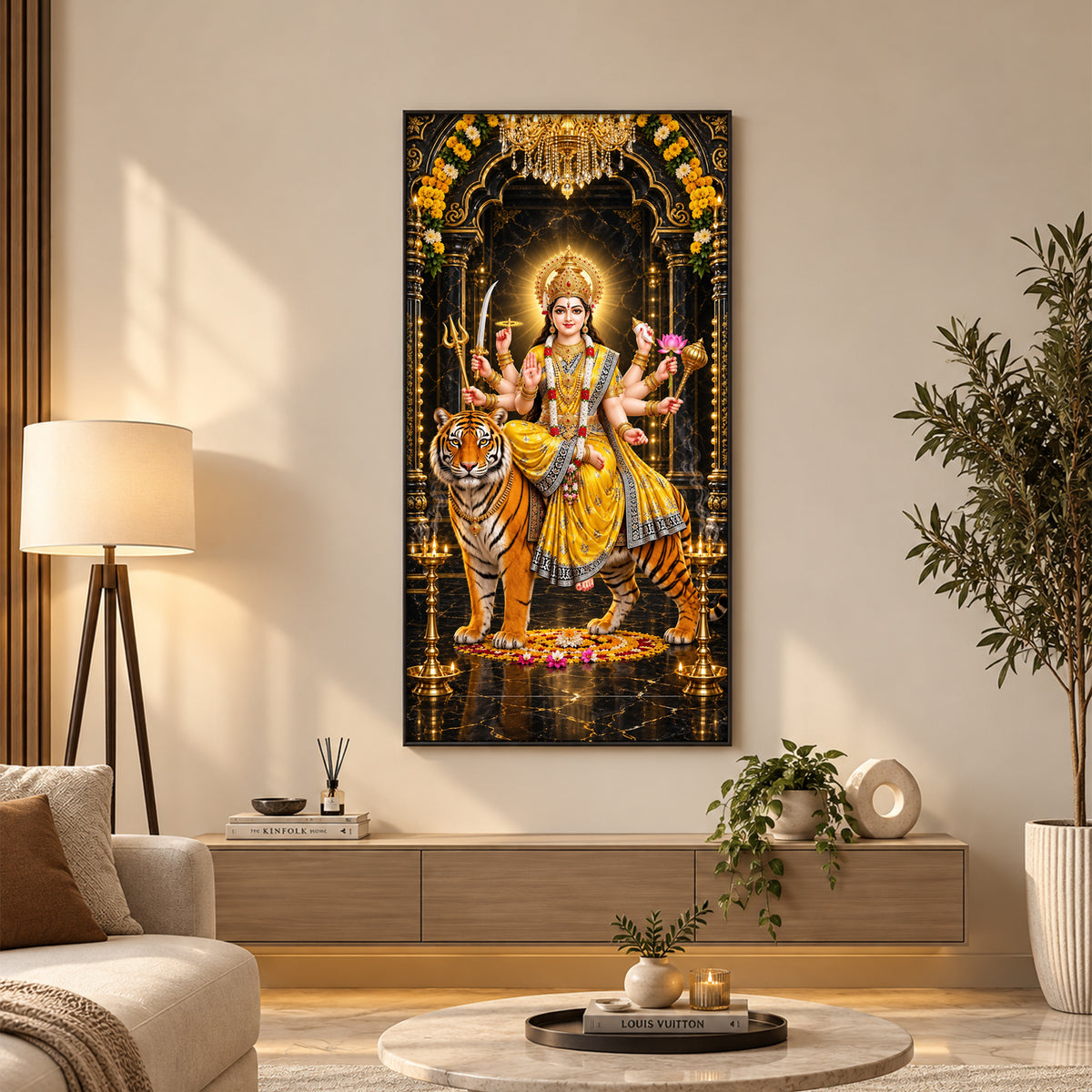 Pitambari Maa Durga Premium Acrylic Vertical Wall Art