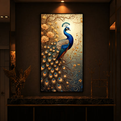 Beautiful Peacock Modern Luxury Backlight Vertical Wall Art