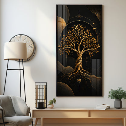 Modern Luxury Gold Tree Premium Acrylic Vertical Wall Art