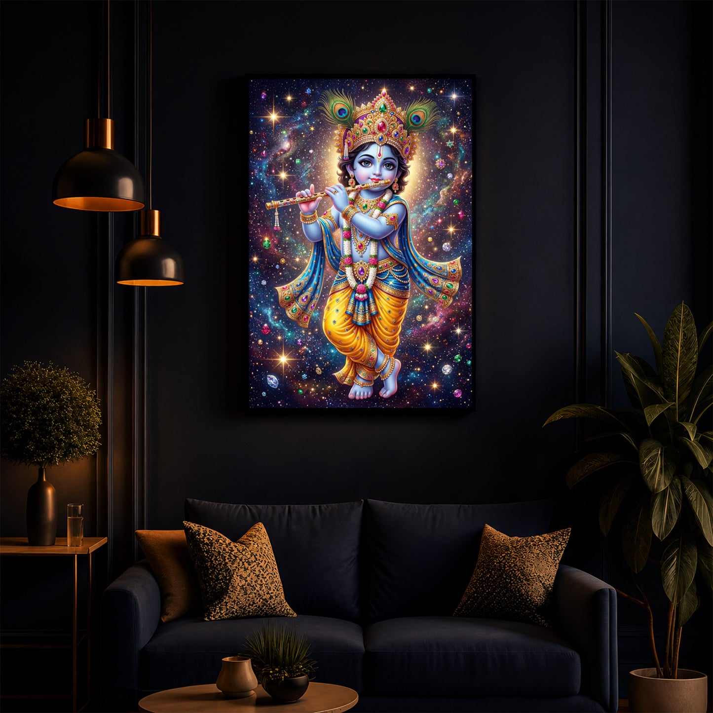 Bal Shree Krishna Modern Luxury Backlight Vertical Wall Art