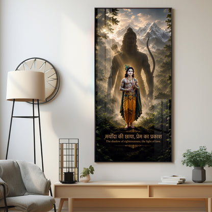 Shri Krishna With Aura Of Purushottam Ram Premium Acrylic Vertical Wall Art