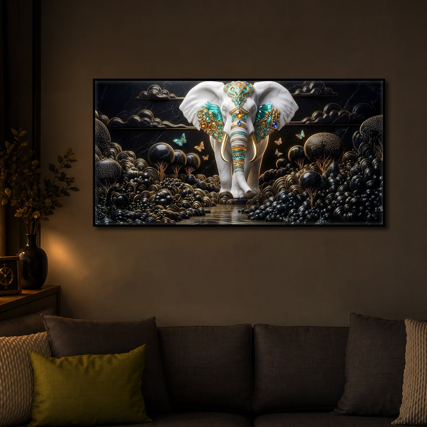 Majestic Elephant Modern Luxury Backlight Horizontal Wall Art