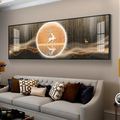 Deer In The Golden Halo Premium Acrylic Horizontal Wall Art