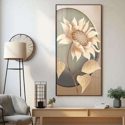 Modern Metal Sunflower Premium Acrylic Vertical Wall Art