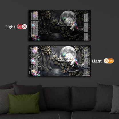 Divine Lord Little Krishna Modern Luxury Backlight Horizontal Wall Art