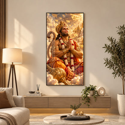 Lord Hanuman Meditation Premium Acrylic Vertical Wall Art