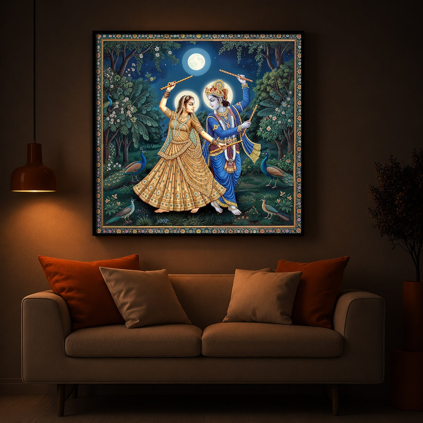 Radha Krishna Definition Of Love Modern Luxury Backlight Square Wall Art