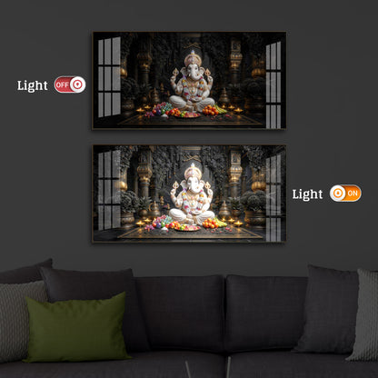 Lord Ganesha Modern Luxury Backlight Horizontal Wall Art