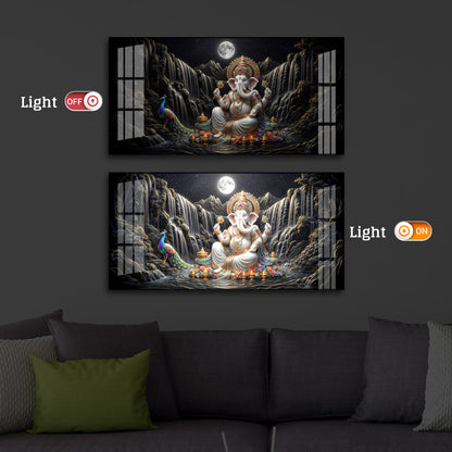 Spiritual Ganesha Modern Luxury Backlight Horizontal Wall Art