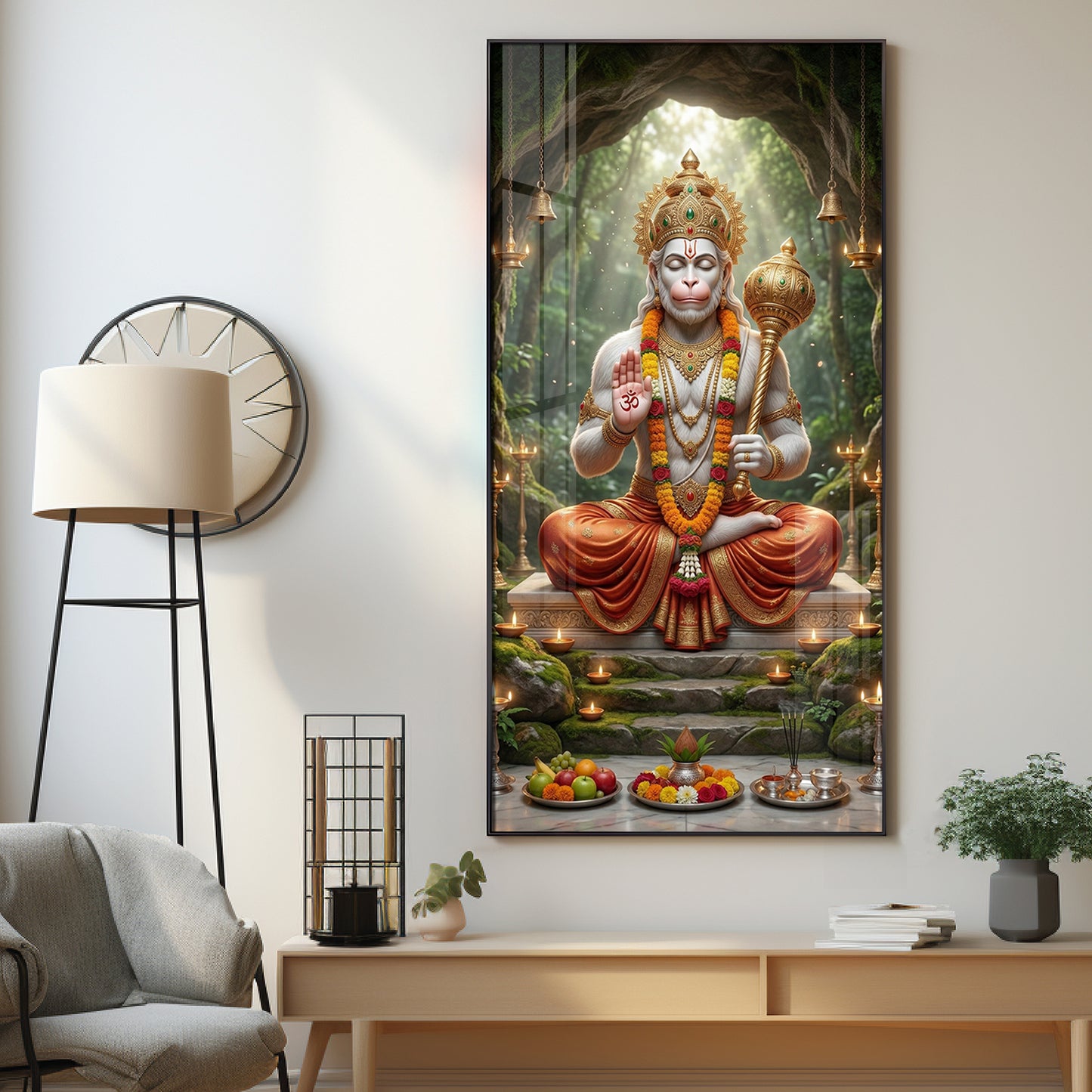 Divine God Hanuman Ji Premium Acrylic Vertical Wall Art