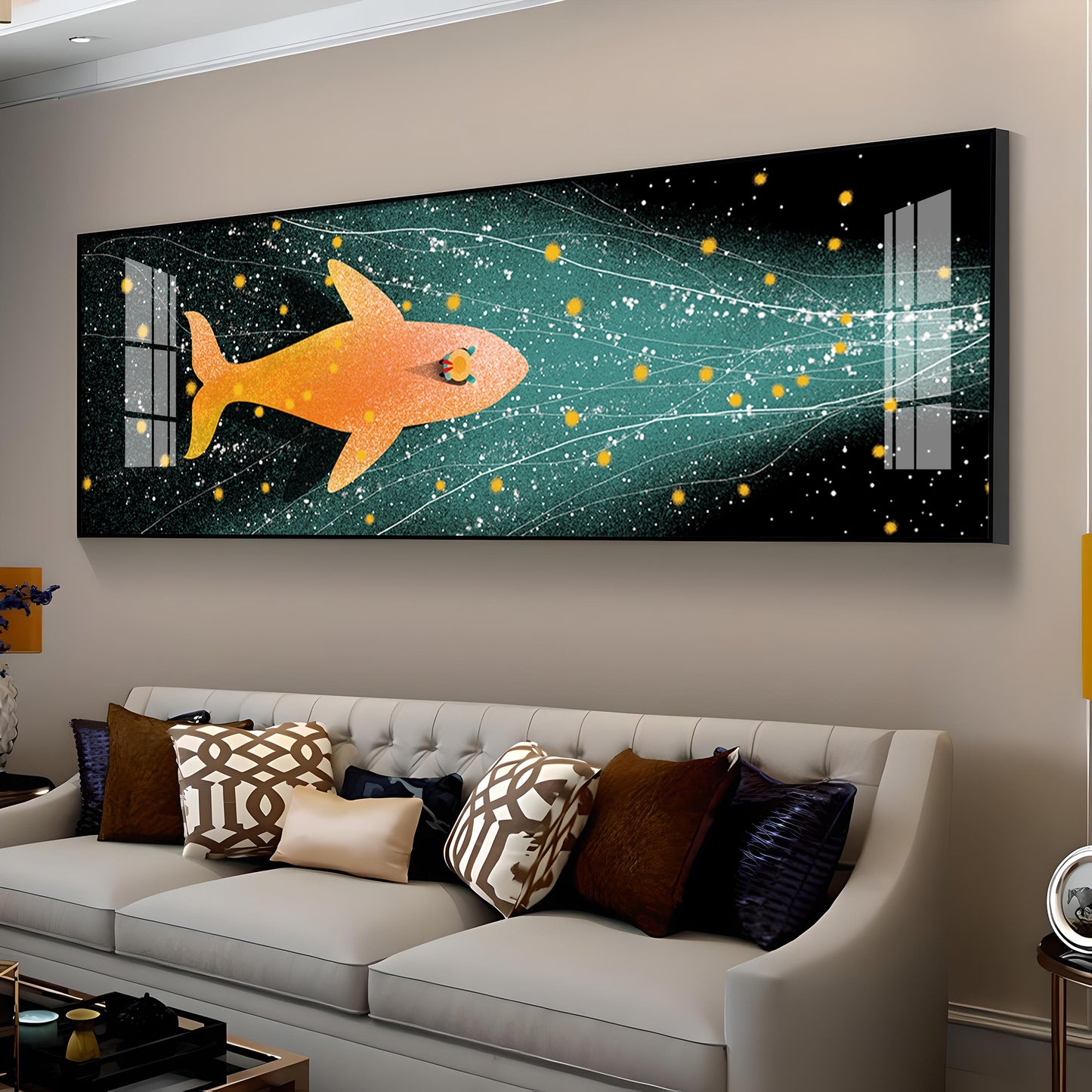 Stellar Swim Of Fish Premium Acrylic Horizontal Wall Art