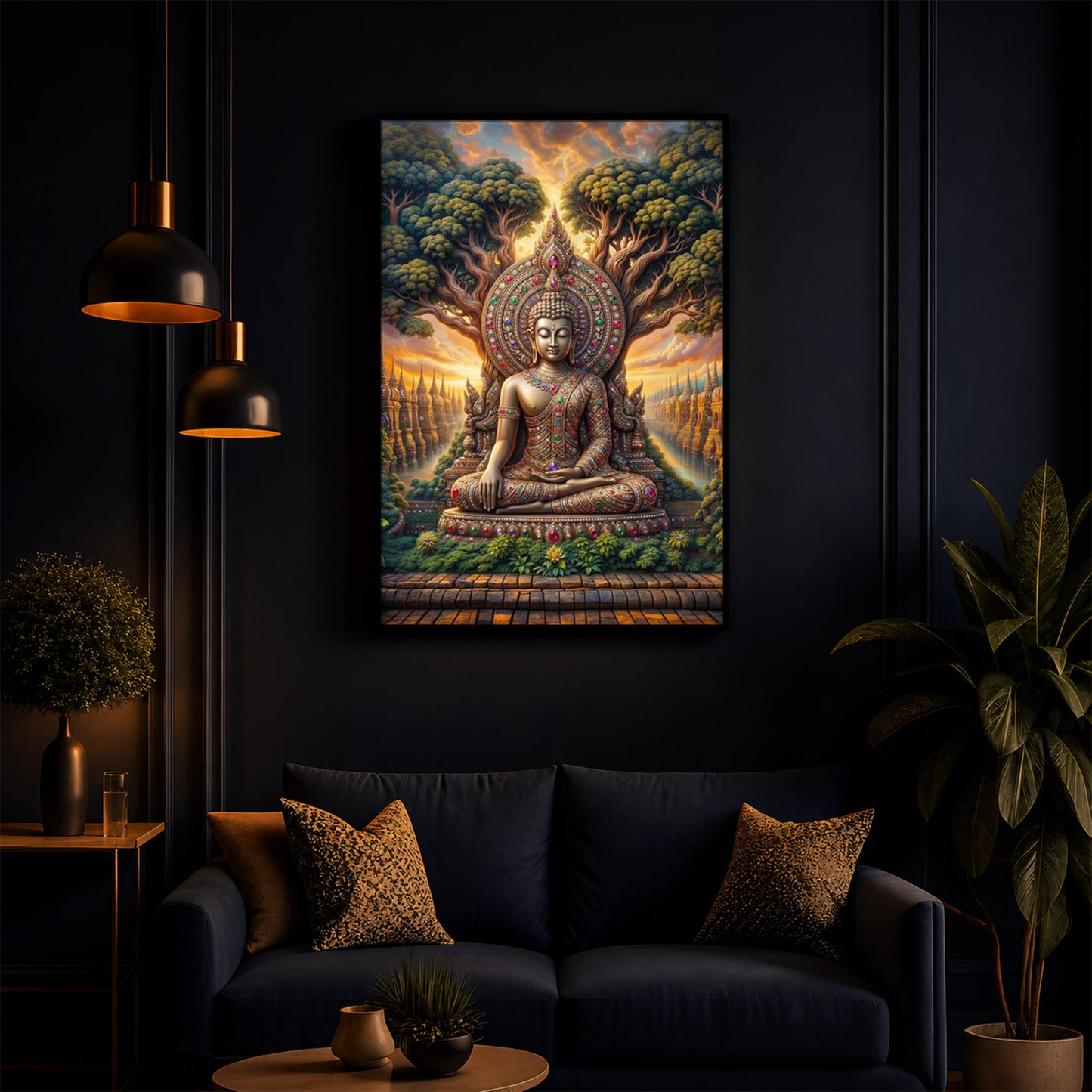 Elevation Buddha Modern Luxury Backlight Vertical Wall Art