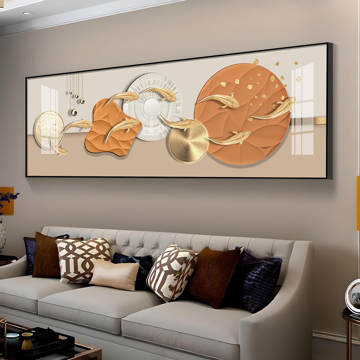Radiant Gold Fish Premium Acrylic Horizontal Wall Art
