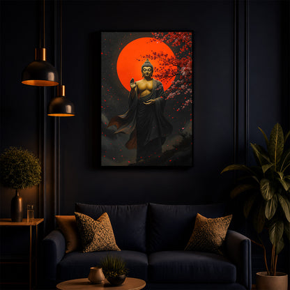 Gautam Buddh Modern Luxury Backlight Vertical Wall Art