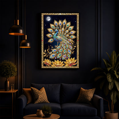 Majestic Vastu Peacock Modern Luxury Backlight Vertical Wall Art