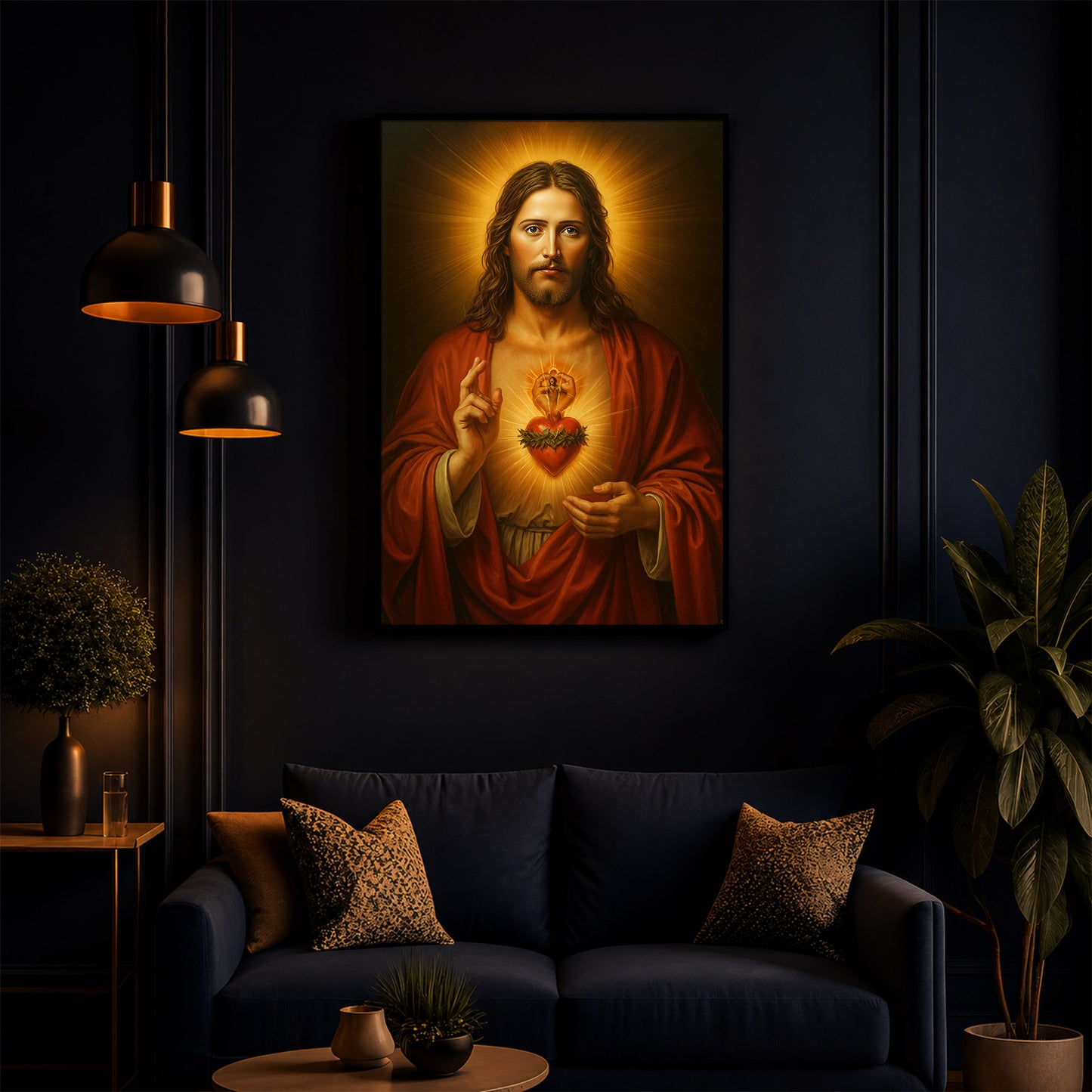 Heart Of Jesus Modern Luxury Backlight Vertical Wall Art