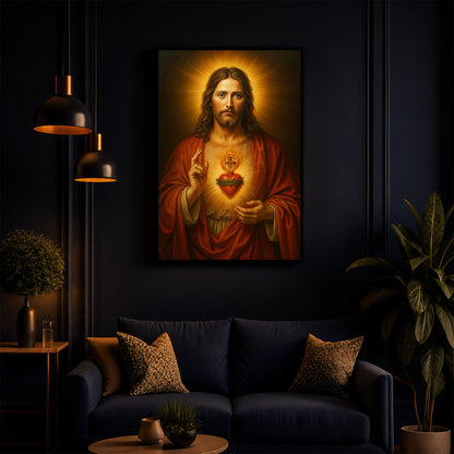 Heart Of Jesus Modern Luxury Backlight Vertical Wall Art