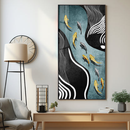 Fish Flow Fusion Premium Acrylic Vertical Wall Art