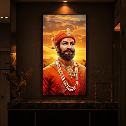 Chhatrapati Shivaji Maharaj Modern Luxury Backlight Vertical Wall Art