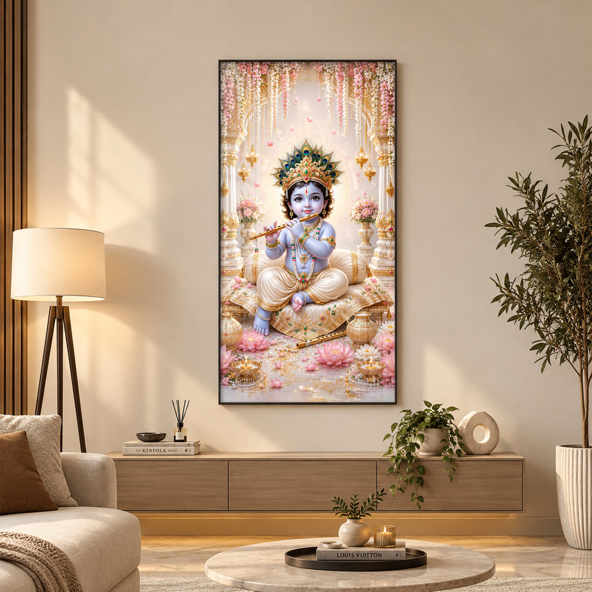 Baal Krishna Premium Acrylic Vertical Wall Art