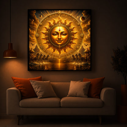 Divine Surya Dev Modern Luxury Backlight Square Wall Art