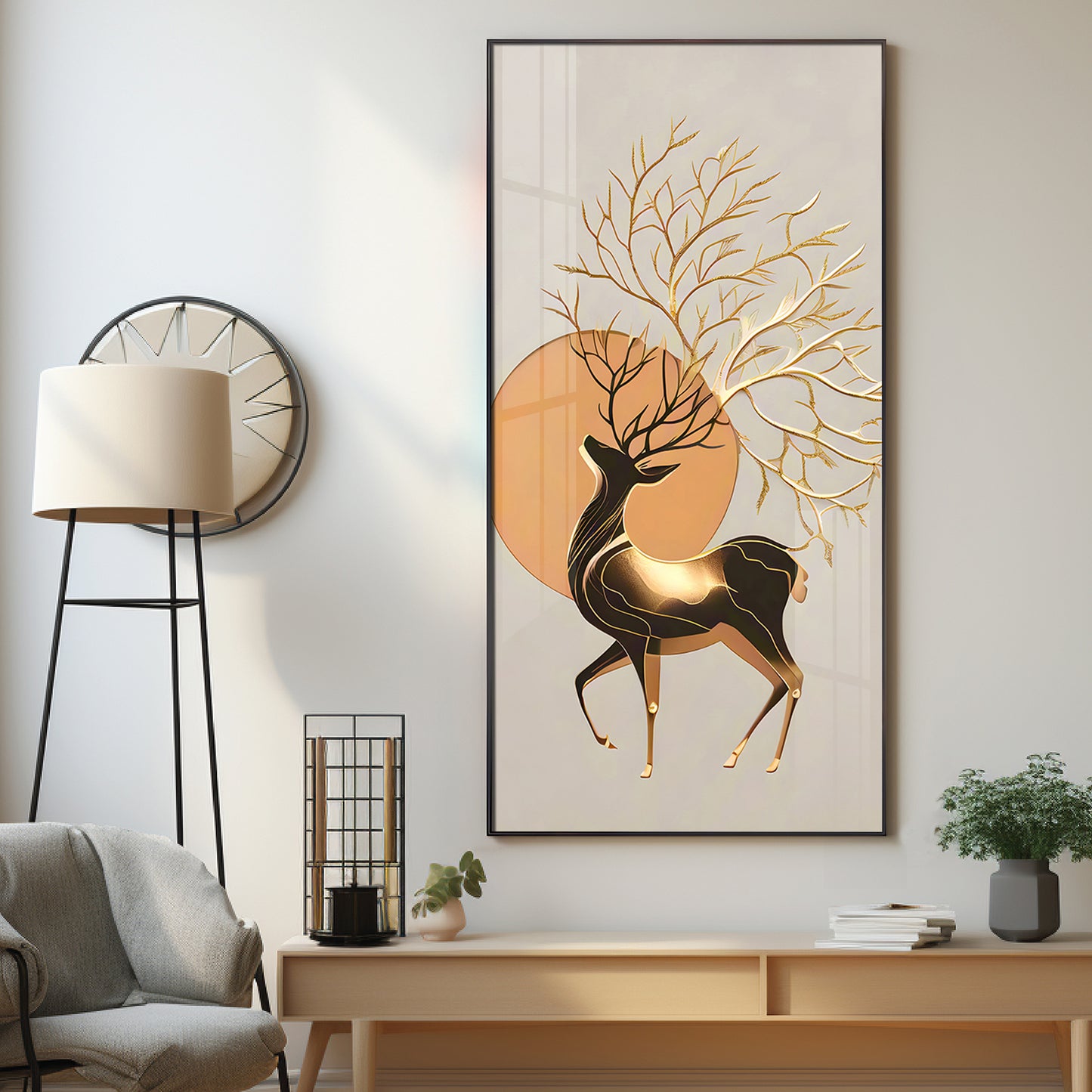Deer With White Background Premium Acrylic Vertical Wall Art