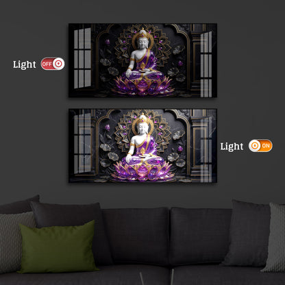 Buddha In Purple Robes Modern Luxury Backlight Horizontal Wall Art