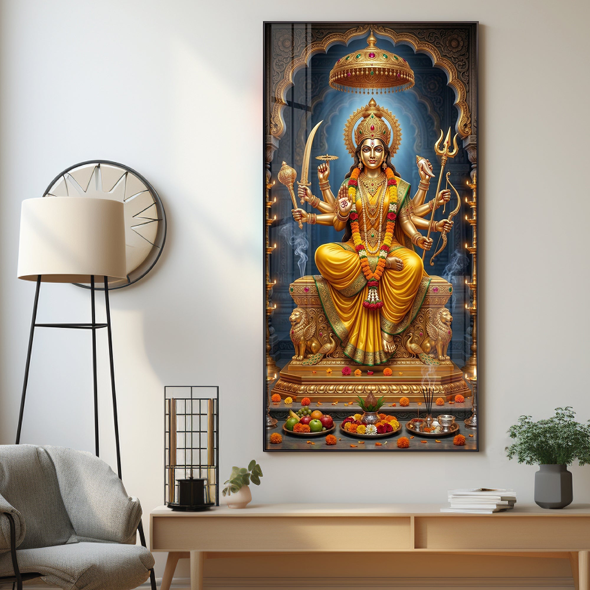 Divine Maa Durga's Blessing Premium Acrylic Vertical Wall Art